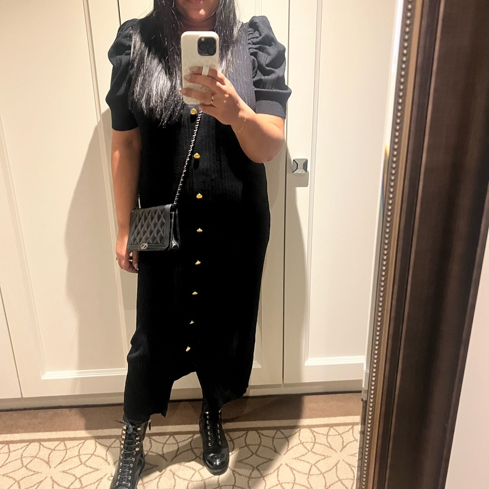 Black puffy sleeve dress